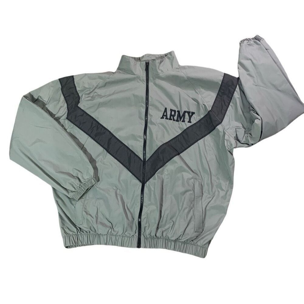 US Army Mens Size XL Zip Front Tracksuit Fitness Jacket Gray Mesh Lining Pockets